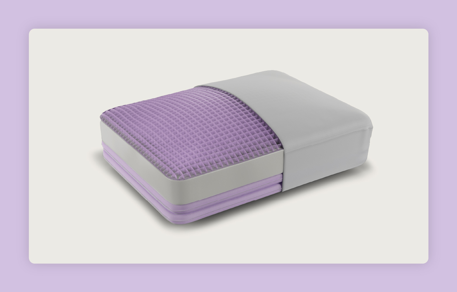 The Purple DreamLayer™ Pillow partially shows the GelFlex® Grid, MicroAir™ Foam, and booster inserts.
