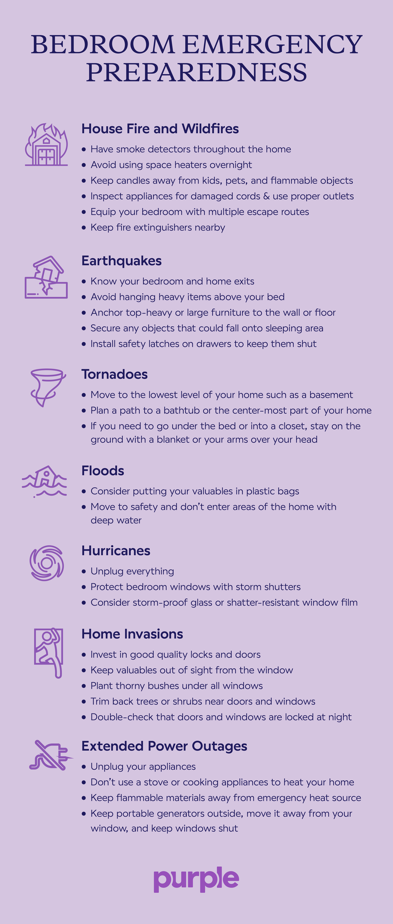 bedroom emergency preparedness list