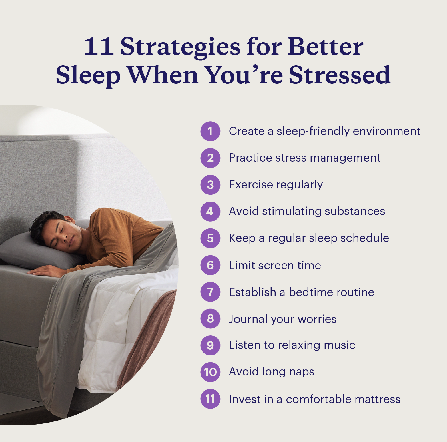 11 strategies for sleeping better when you're too stressed to sleep.