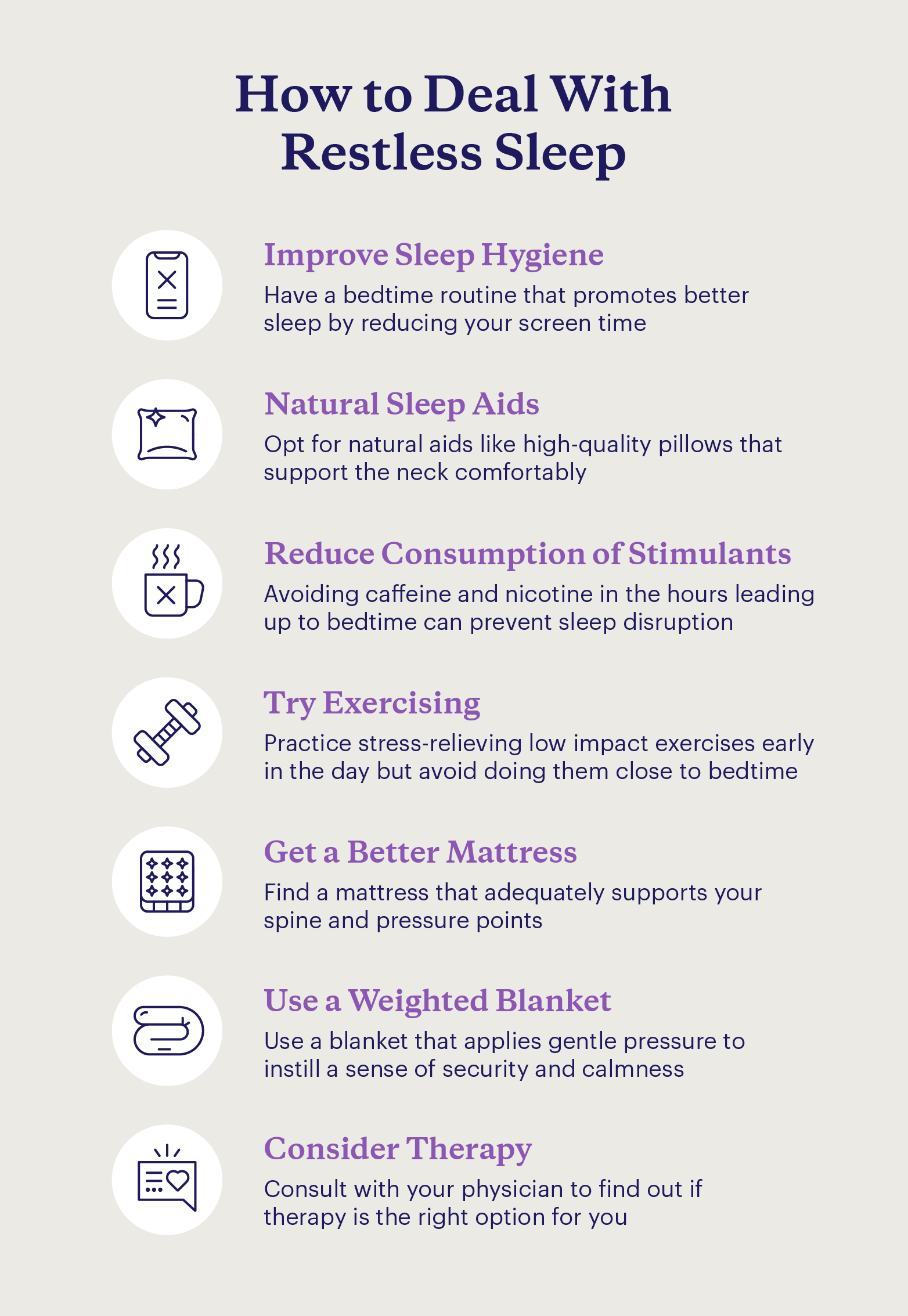 Tips for improving restless sleep. 