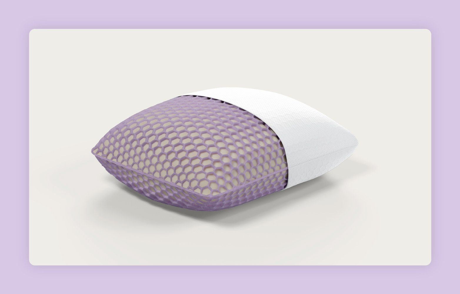 The Purple Harmony™ Anywhere Pillow partially showing the honeycomb GelFlex® Grid.