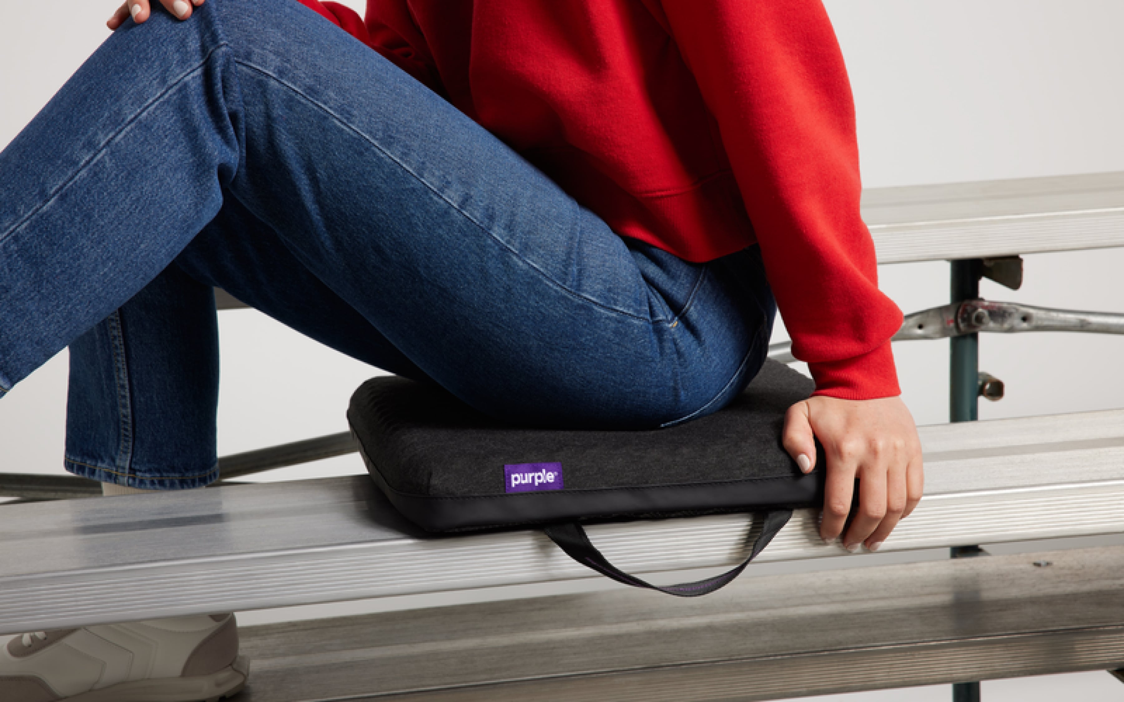 Purple Royal Seat Cushion in use
