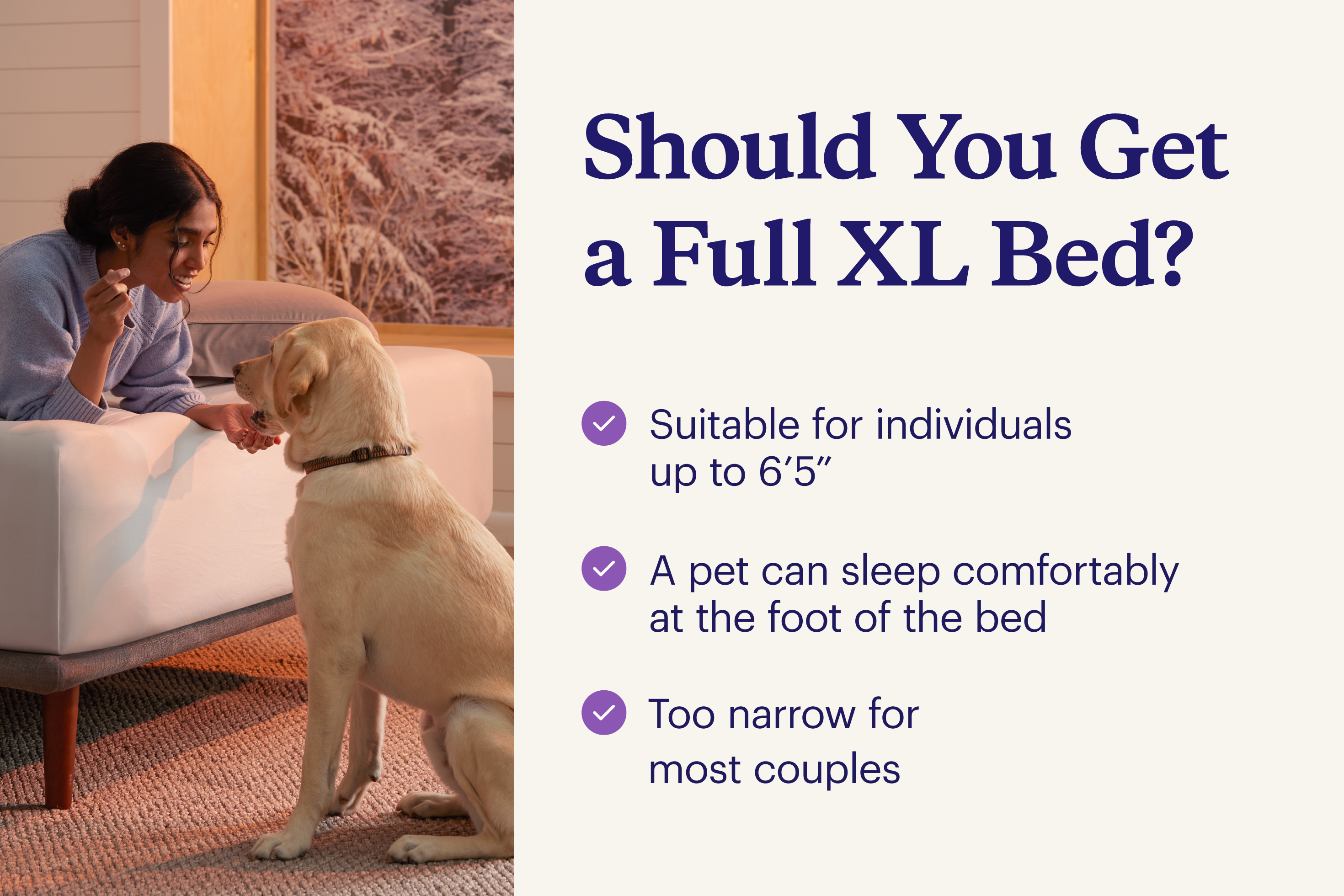 A list of the top three considerations for choosing a full XL bed.