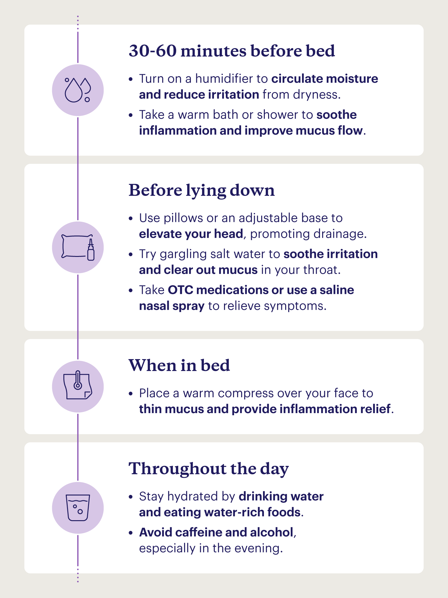 Eight tips for relieving congestion before bed.