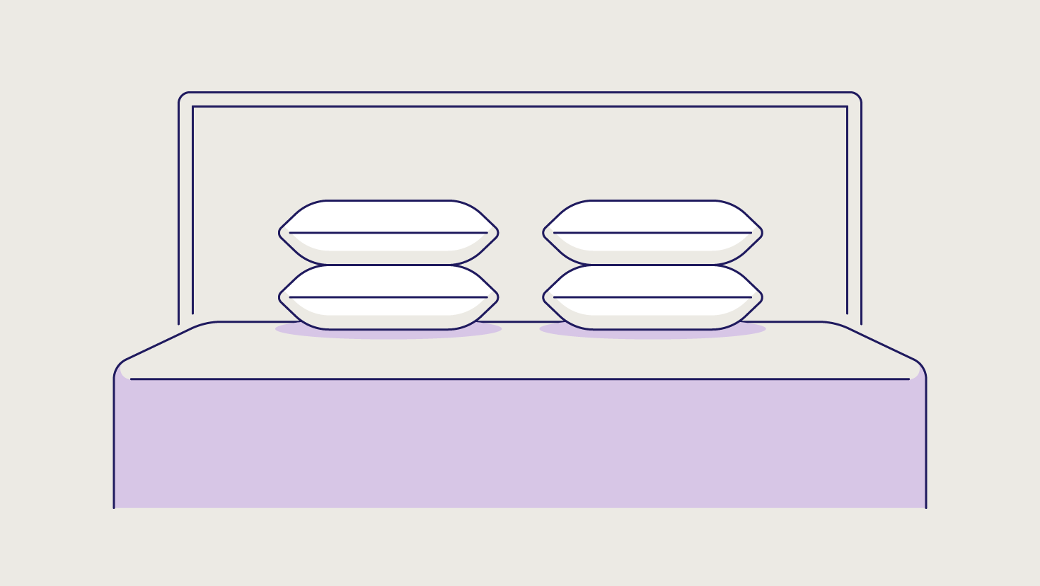 Two stacks of two standard pillows each.