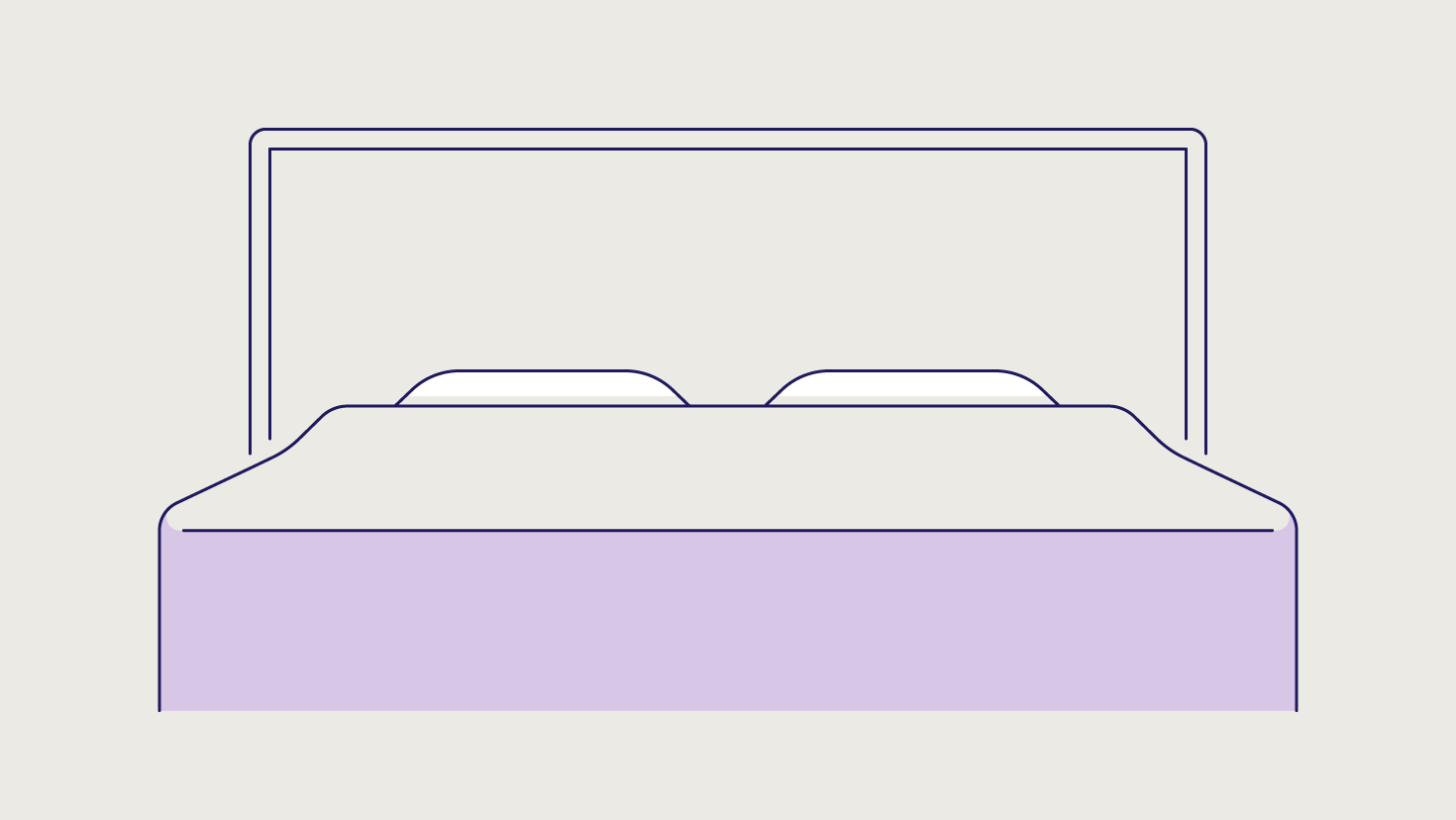 A minimalist pillow arrangement of two standard pillows tucked under sheets.