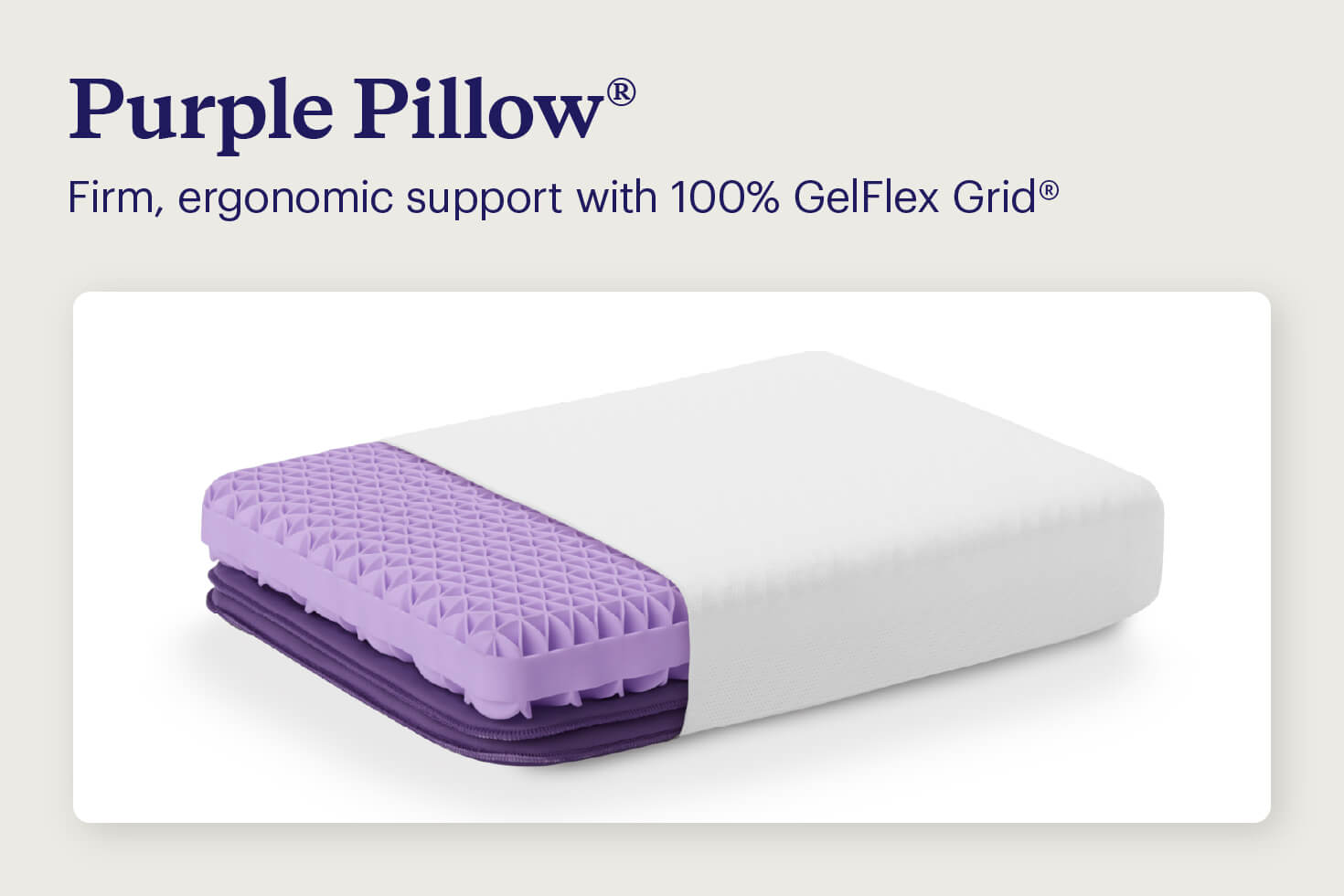 A picture of the Purple Pillow® with a brief description of its construction and features.