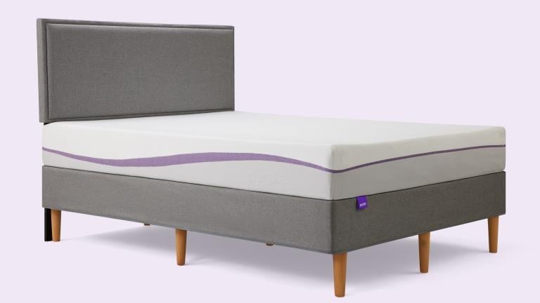 Purple Bed Frame Stone Grey with Purple Mattress