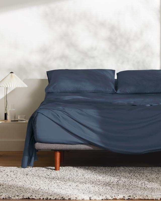 Mattress with Complete Comfort sheets in Dusky Navy