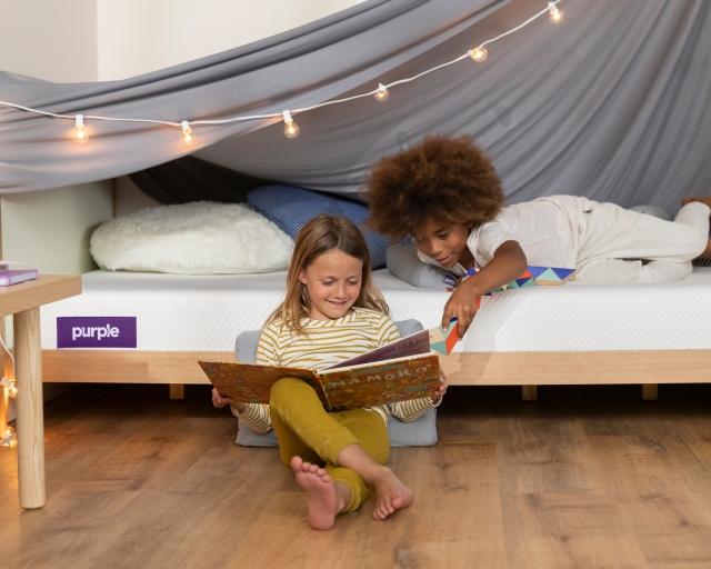Kids bedroom with kid purple mattress