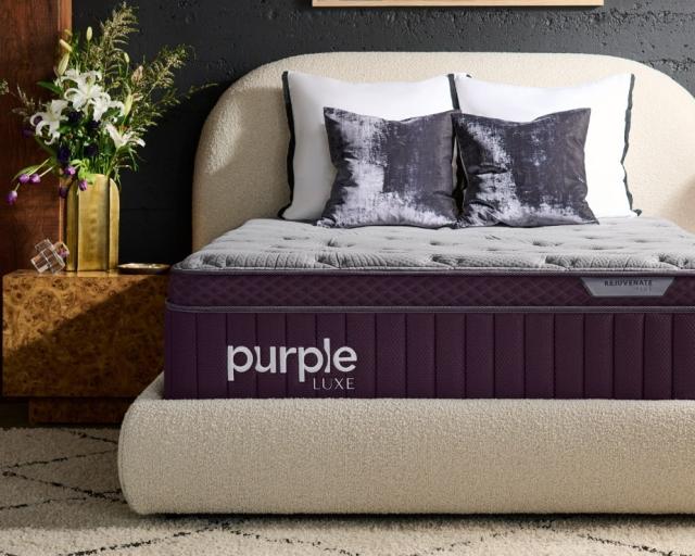 Purple RejuvenatePlus™ mattress in a bedroom.