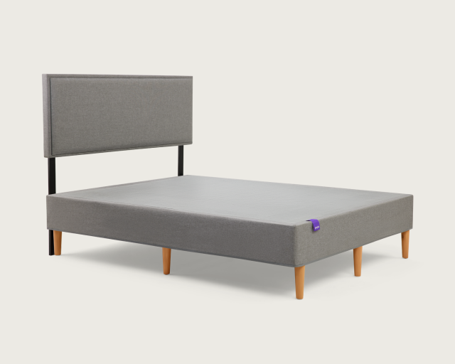 purple bed frame without mattress