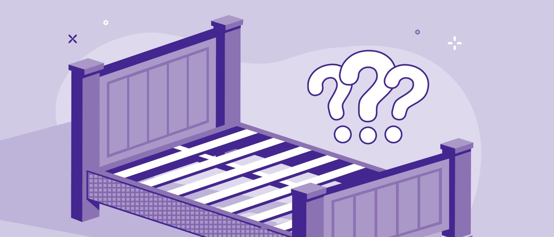 bed frame with question marks on it