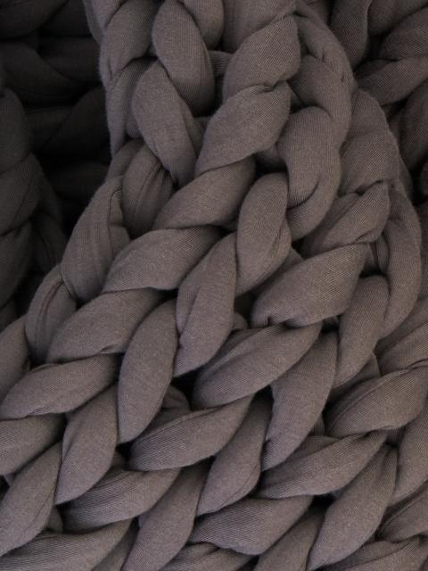 Up close of Bearaby weighted blanket asteroid grey