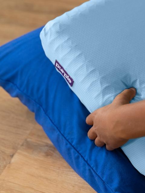 Blue kid purple pillow