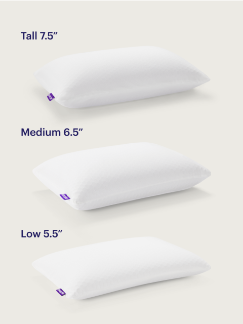 Harmony pillow in low, medium, and tall