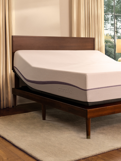 PurplePlus mattress on an adjustable base